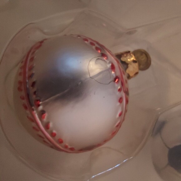 Glass Mini Ornaments Sports Ball Christmas 12 Pc Set Vintage 2" Football Soccer - Picture 8 of 13